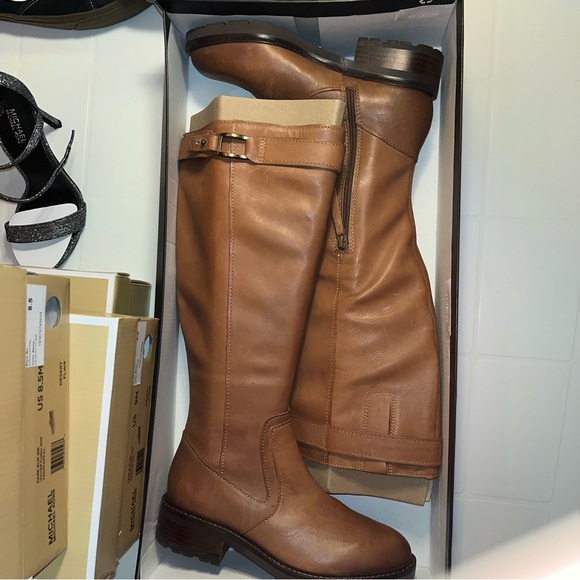 New 27 edit naturalizer cayce leather chestnut boots wide calf size 8.5 M - Picture 14 of 15